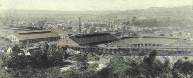Aerial shot of Chesapeake & Ohio Railroad Roundhouse