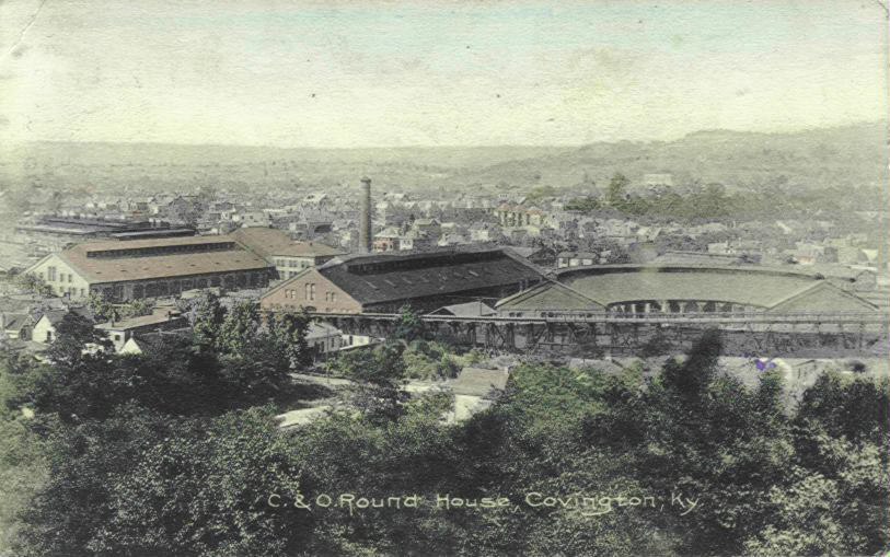 Aerial shot of Chesapeake & Ohio Railroad Roundhouse